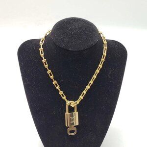 Authentic Louis Vuitton Lock & Key with Unbranded Gold Plated Chain Necklace